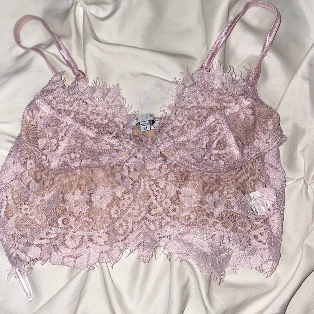 Pink /white mesh tank top